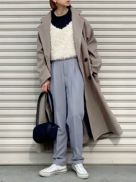 「reca（レカ）のアイテム（スラックス）」を使った、SIZUさん（レディース・156cm）の冬コーディネート