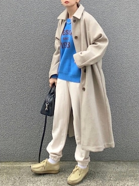 「ボストンバッグ」｜「アイテム（ステンカラーコート）」を使った、SIZUさん（レディース・156cm）の冬コーディネート