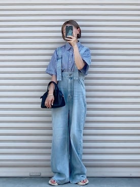 「GRL（グレイル）のアイテム（オールインワン・サロペット）」を使った、SIZUさん（レディース・156cm）の夏コーディネート