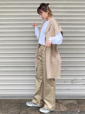 「はじめましてコーデ」｜「アイテム（その他アウター）」を使った、SIZUさん（レディース・156cm）の春コーディネート