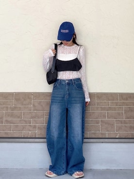 「feepur（フェピュール）のメランジブラトップビスチェ（その他トップス、グレー系）」を使った、SIZUさん（レディース・156cm）の夏コーディネート