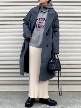 「GRL（グレイル）のアイテム（チェスターコート）」を使った、SIZUさん（レディース・156cm）の冬コーディネート