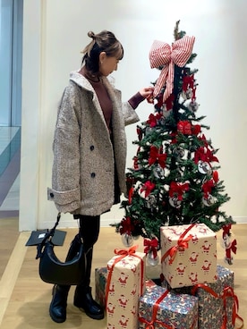 「アイテム（ピーコート）」を使った、SIZUさん（レディース・156cm）の冬コーディネート