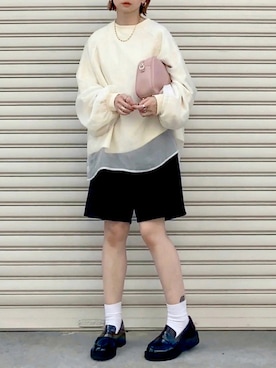 「U.S. POLO ASSN.（ユーエスポロアッスン）のアイテム（ショルダーバッグ）」を使った、SIZUさん（レディース・156cm）の秋コーディネート