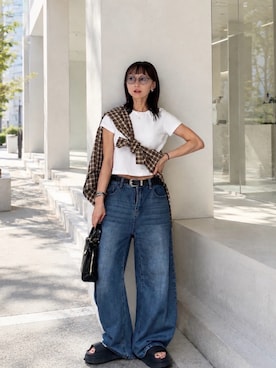 「アイテム（フェイスパウダー）」を使った、SIZUさん（レディース・156cm）の夏コーディネート