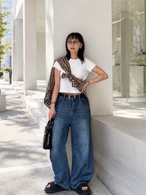 「UGG（アグ）のUGG GOLDENGLOW / アグ ゴールデングロウ（サンダル）」を使った、SIZUさん（レディース・156cm）の夏コーディネート