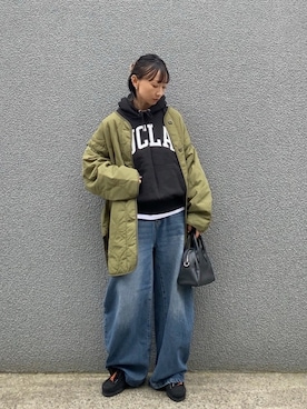 「アイテム（ノーカラージャケット）」を使った、SIZUさん（レディース・156cm）の秋コーディネート