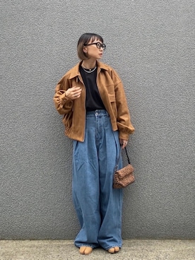 「アイテム（メガネ）」を使った、SIZUさん（レディース・156cm）の秋コーディネート