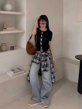 「アイテム（ソックス/靴下）」を使った、SIZUさん（レディース・156cm）の秋コーディネート