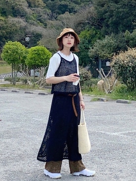 「coen by SIZU（コーエンバイシズ）のアイテム」を使った、SIZUさん（レディース・156cm）の夏コーディネート