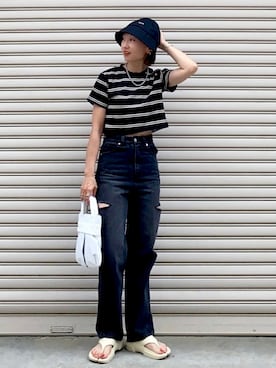 「Chick（チック）のアイテム（帽子）」を使った、SIZUさん（レディース・156cm）の夏コーディネート
