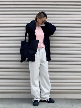 「春カラー」｜「アイテム（スウェットパンツ）」を使った、SIZUさん（レディース・156cm）の春コーディネート