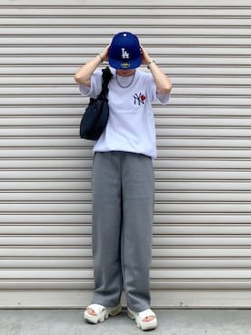 「アイテム（スウェットパンツ）」を使った、SIZUさん（レディース・156cm）の夏コーディネート