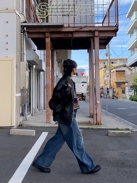 「アイテム（シュシュ）」を使った、SIZUさん（レディース・156cm）の秋コーディネート