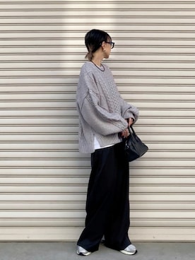 「アイテム（ボストンバッグ）」を使った、SIZUさん（レディース・156cm）の秋コーディネート