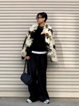 「ファーコート」｜「アイテム（ジャケット/アウター）」を使った、SIZUさん（レディース・156cm）の秋コーディネート