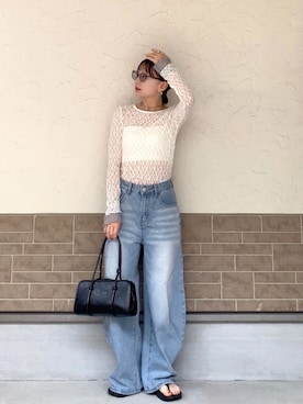 「ROSE BUD（ローズバッド）のアイテム」を使った、SIZUさん（レディース・156cm）の夏コーディネート