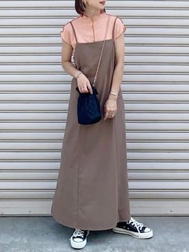 「JUNOAH（ジュノア）のアイテム（オールインワン・サロペット）」を使った、SIZUさん（レディース・156cm）の夏コーディネート