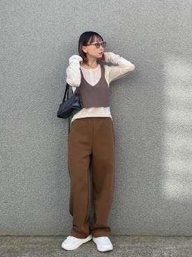 「アイテム（ベスト）」を使った、SIZUさん（レディース・156cm）の秋コーディネート