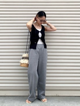 「アイテム（スウェットパンツ）」を使った、SIZUさん（レディース・156cm）の夏コーディネート