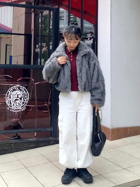 「アイテム（デニムパンツ、ホワイト系）」を使った、SIZUさん（レディース・156cm）の秋コーディネート