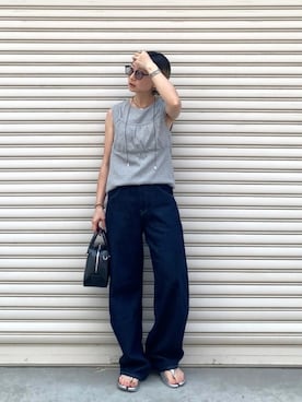 「Ungrid（アングリッド）のアイテム（ボストンバッグ）」を使った、SIZUさん（レディース・156cm）の夏コーディネート