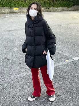 「アウターコーデ」｜「アイテム（スラックス）」を使った、Ayaさん（レディース・152cm）の冬コーディネート