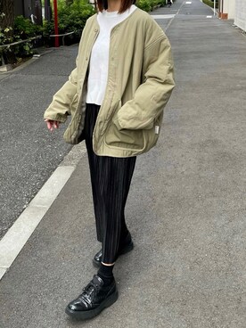 「Starting Over（スターティングオーバー）のアイテム（ノーカラージャケット）」を使った、Ayaさん（レディース・152cm）の秋コーディネート