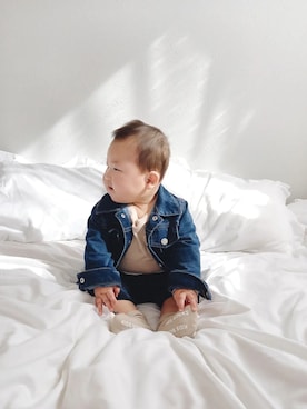 「男の子ベビー」｜「アイテム（ジャケット/アウター）」を使った、shizuliさん（キッズ・70cm）の春コーディネート