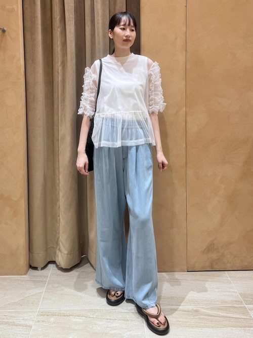 ADAM ET ROPE'（アダムエロペ） tシャツ 半袖 「サステナブル」フリル