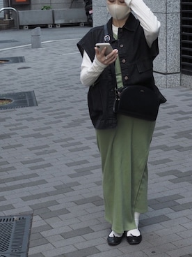 「ラップスカート」｜「アイテム（その他アウター）」を使った、Amiさん（レディース・154cm）の春コーディネート