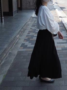 「袖ボリューム」｜「アイテム（バレエシューズ）」を使った、Amiさん（レディース・154cm）の夏コーディネート