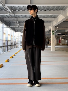 「アイテム（カーディガン/ボレロ、ブラウン系）」を使った、#aki#さん（メンズ・178cm）の春コーディネート