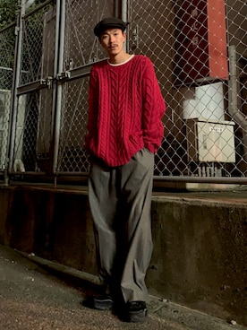 「Eddie Bauer（エディーバウアー）のアイテム（ニット/セーター）」を使った、RYOTAさん（メンズ・171cm）の秋コーディネート
