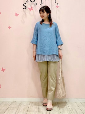 「メッシュバッグ」｜「アイテム（その他）」を使った、リナさん（レディース・160cm）の夏コーディネート
