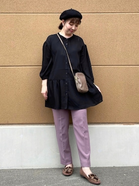 「ドレスキップ」｜「アイテム（ハンチング/ベレー帽）」を使った、リナさん（レディース・160cm）の秋コーディネート