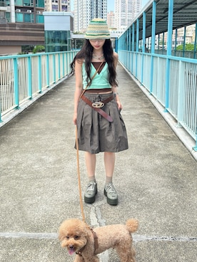 「miu miu（ミュウミュウ）のアイテム」を使った、Nat Yさん（レディース・157cm）の夏コーディネート