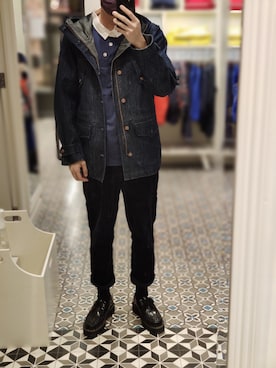 「AIGLE（エーグル）のアイテム（ジャケット/アウター）」を使った、Dasabala Limさん（メンズ・185cm）の冬コーディネート