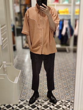 「TOPMAN（トップマン）のアイテム（パンツ）」を使った、Dasabala Limさん（メンズ・185cm）の夏コーディネート