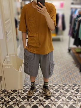 「JW Anderson（ジェイダブリューアンダーソン）のアイテム（レッグウェア）」を使った、Dasabala Limさん（メンズ・185cm）の夏コーディネート