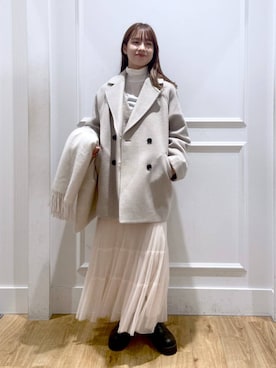 「ナチュラル」｜「アイテム（チェスターコート）」を使った、arisa.さん（レディース・161cm）の冬コーディネート
