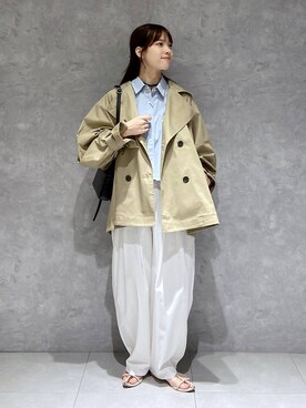 「A part by（アパートバイ）のショートオックスシャツ≪追加2≫（シャツ/ブラウス）」を使った、arisa.さん（レディース・161cm）の秋コーディネート