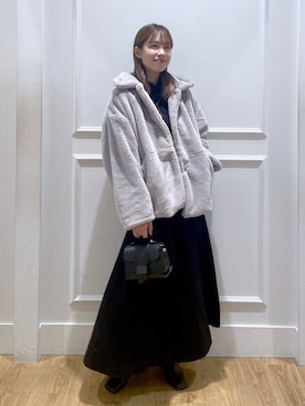 「e/rm（イーアールエム）のファージャケット（その他アウター）」を使った、arisa.さん（レディース・161cm）の秋コーディネート