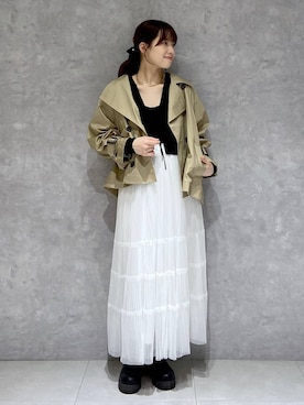 「SNAP_apart by lowrys」｜「アイテム（トレンチコート）」を使った、arisa.さん（レディース・161cm）の秋コーディネート
