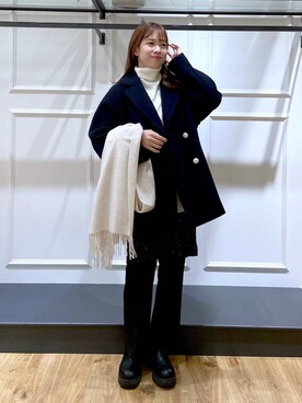 「ナチュラル」｜「アイテム（チェスターコート）」を使った、arisa.さん（レディース・161cm）の秋コーディネート