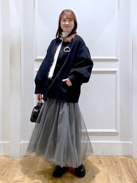 「ナチュラル」｜「アイテム（ノーカラーコート）」を使った、arisa.さん（レディース・161cm）の冬コーディネート