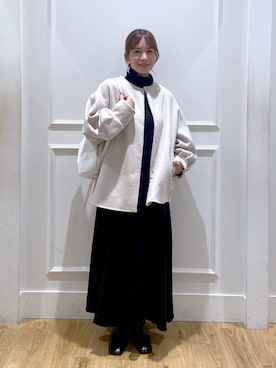 「A part by（アパートバイ）のアイテム（ノーカラーコート）」を使った、arisa.さん（レディース・161cm）の秋コーディネート