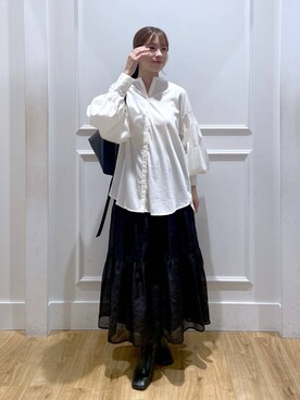 「A part by（アパートバイ）のアイテム（リング）」を使った、arisa.さん（レディース・161cm）の秋コーディネート