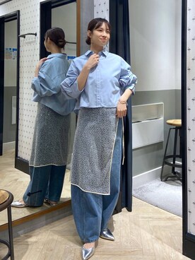 「A part by（アパートバイ）のショートオックスシャツ≪追加2≫（シャツ/ブラウス）」を使った、arisa.さん（レディース・161cm）の秋コーディネート