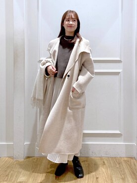 「A part by（アパートバイ）のアイテム（ノーカラーコート）」を使った、arisa.さん（レディース・161cm）の冬コーディネート